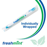 FRESHMINT (100 Pack) Individually Wrapped Premium Toothbrushes, Oversized Easy Grip Rubber Handle, Soft Multi Color Nylon Bristles, Bulk Packed, No Cutting or Tearing Apart Required.