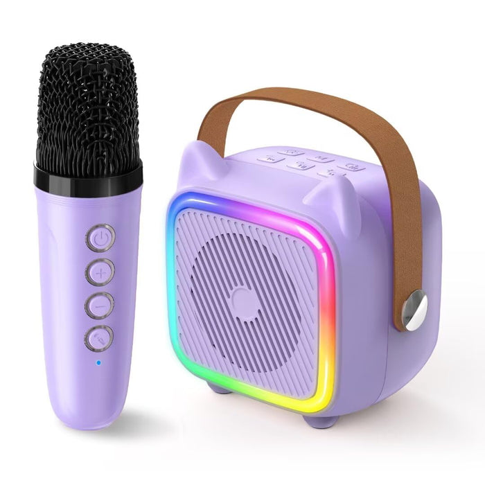 Mini Karaoke Machine for Kids, Portable Bluetooth Speaker with Wireless Microphones, Toys Gifts for Girls Ages 4, 5, 6, 7, 8, 9, 10, 11, 12+ Year Old Birthday Gift Parties Christmas (Purple 1 Mic)