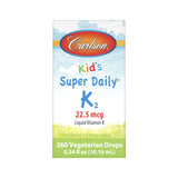 Carlson - Kid's Super Daily K2, 22.5 mcg Liquid Vitamin K, Bone Health, K2 Vitamin, Vitamin K Supplement, Vitamin K-2 MK7, Unflavored, 360 Drops (10.16 mL)