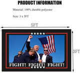 Fight Fight Fight Trump Shooting Flag 3x5 Outdoor Trump 2024 Flag for Outside Indoor Lawn Banner