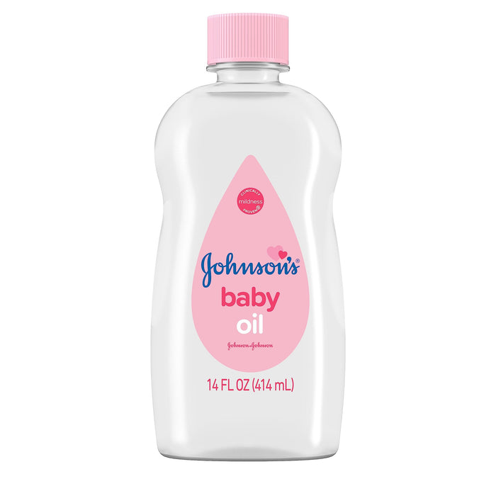 Johnson's Baby Oil, Pure Mineral Oil to help Prevent Moisture Loss for baby, Kids & Adults, Gentle & Soothing Baby Massage Oil for Dry Skin Relief, Original Scent, 14 fl. oz(Pack of 6)