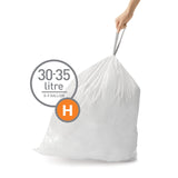 simplehuman Code H 60 Count, Genuine Custom Fit Liners, Drawstring Trash Bags in Dispenser Packs, 30-35 Liter / 8-9.2 Gallon, White