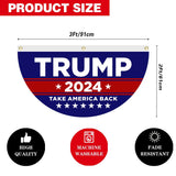 Lifesmells 2 Pcs Trump 2024 Half Fan Flags Trump Take America Back Half Fan Bunting Flags Voted for Trump Semi-Circular Flags With Brass Grommets Decoration for Outdoor Fence Decorations