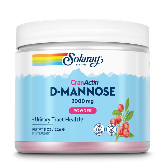 SOLARAY D-Mannose with CranActin Cranberry AF Extract Powder 226 g Healthy Urinary Tract Support, 30 Servings, 8 oz