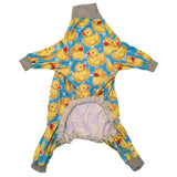 Tooth and Honey Pit Bull Pajamas/Rubber Duck Print/Lightweight Pullover Pajamas/Full Coverage Dog pjs/Yellow with Grey Trim