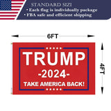 Double Sided Red Trump 2024 Flag 4x6 Made in USA Outdoor Heavy Duty 3 Ply Polyester Trump Take America Back Flag with White Starting Tape and 2 Brass Grommets