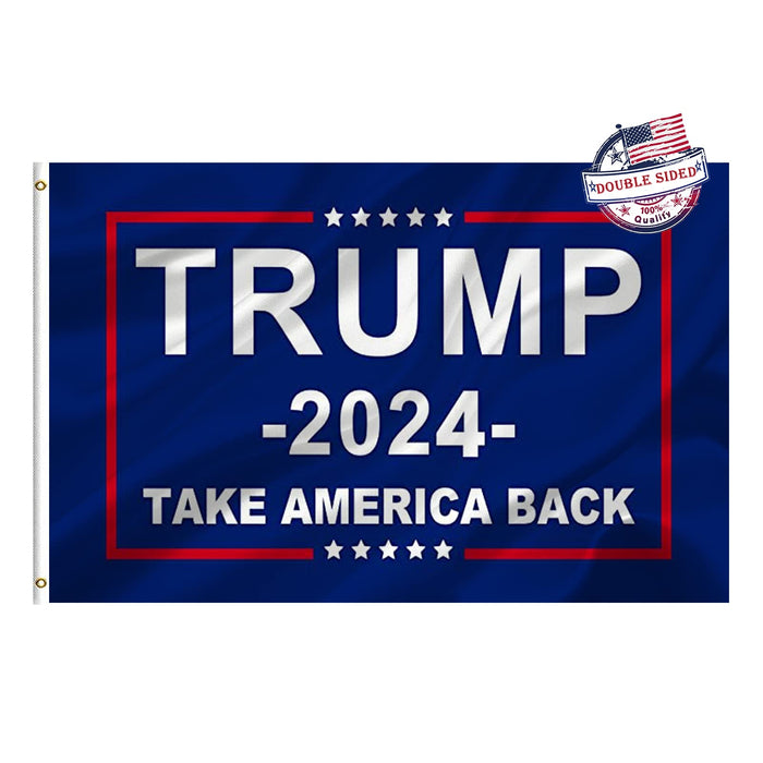 Trump 2024 Flag Take America Back Double Sided- Trump Flags 3x5 Outdoor Double Sided Heavy Duty Donald Trump Flags Banner Super Durable 4 Rows Stitched Edge Canvas Header with 2 Brass Grommets