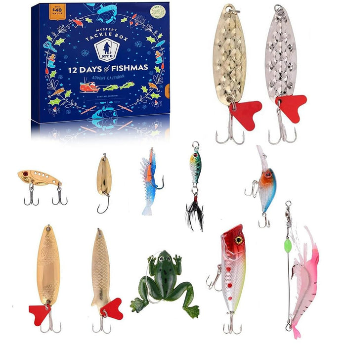 Fishing Advent Calendar, Fishing Christmas Countdown, 24 Days Fishing Lure Set, 2024 Xmas Surprise Gift for Fishing Lover Fisher Adult Men Teen Boys Father Boyfriend Grandpa (Style D)