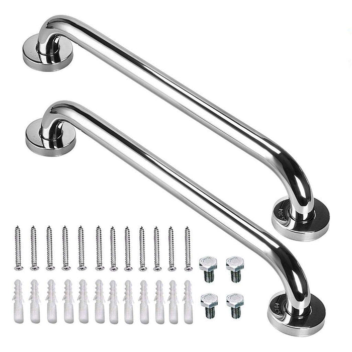 2 Pack 16 Inch Shower Grab Bar, ZUEXT Chrome Stainless Steel Bathroom Grab Bar, Shower Handle, Bathroom Balance Bar, Safety Hand Rail Support - Handicap, Elderly, Injury, Senior Assist Bath Handle