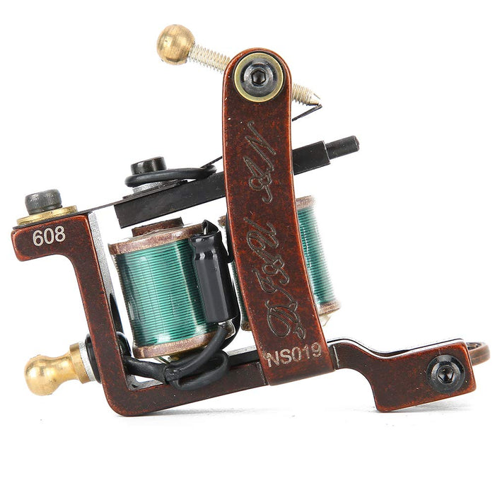 Coil Tattoo Machine, Antique Brass 10 Wraps Body Art Tattoo Machine Tattoo Tattoo Machines Antique Copper Wire Cutting Tattoo Machine For Tattoo Machines Fine Coil Machine 10 Coil