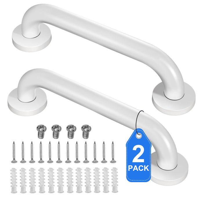 2 Pack Shower Grab Bar, Stainless Steel Bathroom Grab Bar, Grab Bars for Handicap Elderly Seniors Bathroom Safety Grab Bar (12 Inch，White)