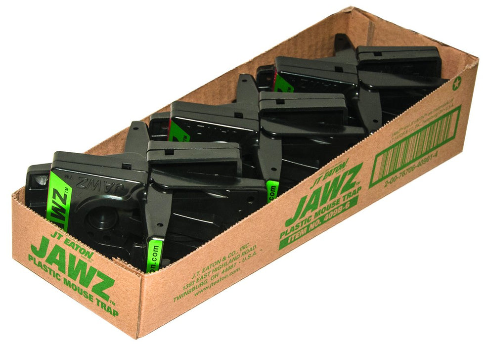 JT Eaton 409B-6 Jawz Plastic Mouse Trap for Solid Or Liquid Bait, Pack of 6