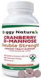Cranberry D-Mannose for Dogs and Cats Urinary Tract Infection Support Prevents and Eliminates UTI, Bladder Infection Kidney Support, Antioxidant (Double Strength Tablet, 150 Count)