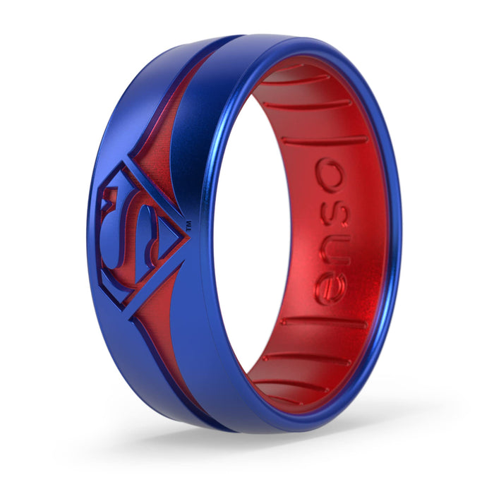 Enso Rings DC Comics Collection - Breathable Silicone Ring - Etched Design - Comfortable and Safe - Superman - Size 9