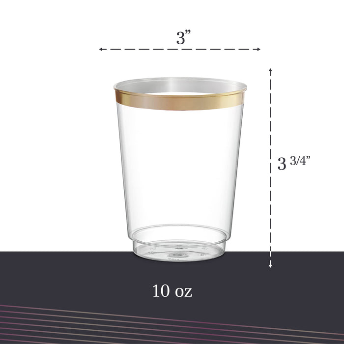 PLASTICPRO Disposable Plastic Tumblers (Gold Rim, 100)