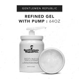 Gentlemen Republic 64oz Refined Gel - Professional Formula for 24 Hour Shine and Hold, Humidity Resistant, 100% Alcohol-Free and Never Flakes, Made in the USA - With Pump