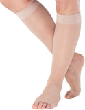 ABSOLUTE SUPPORT Made in USA - Compression Stockings for Women 15-20mmHg - Womens Sheer Compression Knee High for Edema, Varicose Veins, Post Surgery Recovery - Nude, Medium - A111NU2