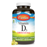 Carlson - Vitamin D3 5000 IU (125 mcg), Bone Health, Muscle Health, Cholecalciferol, Vitamin D Supplements, Vitamin D3 Soft Gels, 360 Softgels