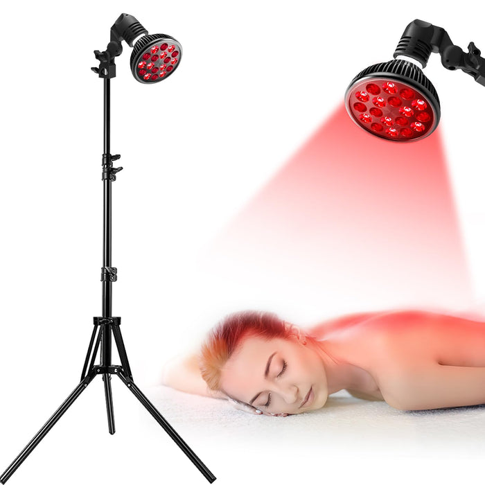 wolezek Red Light Therapy with Stand for Face and Body, New 18 LEDs Red Light Therapy Lamp with 660nm Red and 850nm Near-Infrared Combo Wavelength Bulb, Included 15"-61" Adjustable Tripod