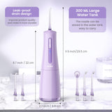 Water Flosser with 300mL/10.1oz Tank 4 Modes 6 Jet Tips,Dental Oral Irrigator for Home and Travel for Oral Care,USB Rechargeable Cordless Water Dental Picks for Teeth Cleaning,IPX7 Waterproof