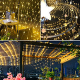 WATERGLIDE Outdoor Christmas Net Lights, 12FT x 5FT 360 LED Fairy String Light with 8 Lighting Modes, Connectable Light for Garden Tree Bushes, Holiday Wedding Party Decorations, Warm White