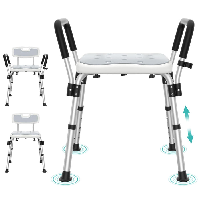 Kicimpro 350LBS Shower Chair for Elderly and Disabled, 10 Mins Installation, Heavy Duty Shower Chair for Inside Shower Tub, 6 Adjustable Height Shower Seat for 5'1"-6'4" Users, Bath Chair with Pad