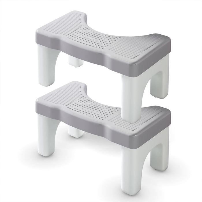 Kzeirm 2 Pack Toilet Foot Stool for Adults, 9 Inch Height Poop Stool for Bathroom, Squatting Potty Step Stool for Kids and Elderly, Banco para Baño Toilet, Gray, 2 Pack