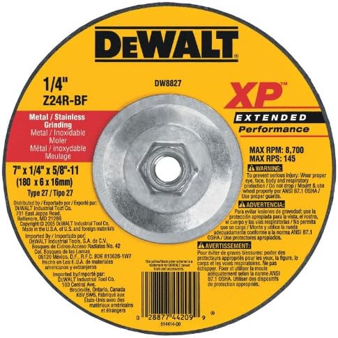 DEWALT DW8827 7-Inch by 1/4-Inch by 5/8-Inch-11 XP Grinding Wheel