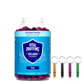 Vital Collagen Gummies, 2.5g of Clinically-Tested Collagen for Hair, Skin, Nails & Wrinkles, 240 ct, 60-Day Supply, Grape Flavor with Emergency Whistle Keychain(1)
