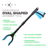 Grabber Tool 19" Aluminum Magnetic Claw, Rotating Lightweight Foldable Reacher Grabber Pickup Tool, Gripper Grabbers for Elderly Grab it Reaching Tool Trash Picker Grabber, Blue, by Luxet