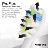 AquaSonic Proflex Replacement Brush Heads | for Whiter Teeth & Gum Care | Compatible with Many AquaSonic Toothbrush Handles (8 Pack White)