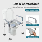Eosprim Toilet Seat Risers for Seniors Elongated, Raised Toilet Seat with Handles, Toilet Safety Frames & Rails for Elderly and Handicap, Elevated Shower Commode Chair with Arms, Toilet Lift Grab Bar