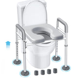 Eosprim Toilet Seat Risers for Seniors Elongated, Raised Toilet Seat with Handles, Toilet Safety Frames & Rails for Elderly and Handicap, Elevated Shower Commode Chair with Arms, Toilet Lift Grab Bar