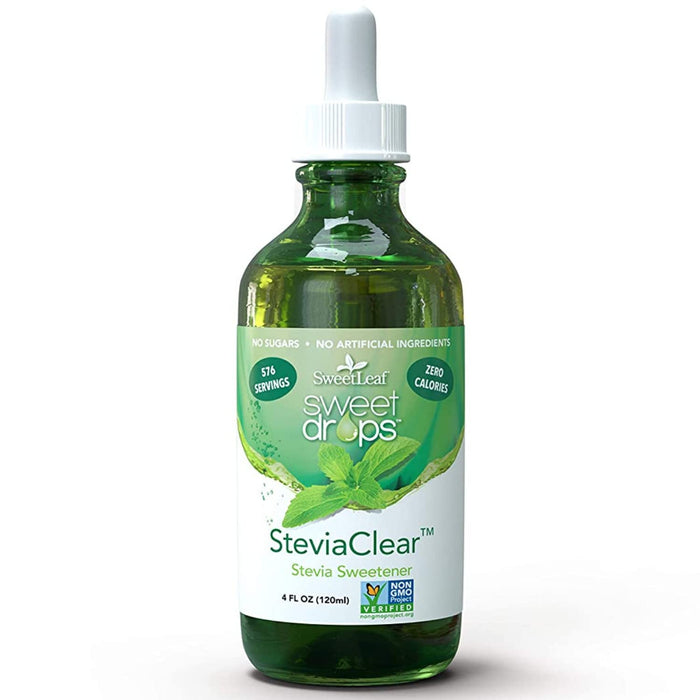 SweetLeaf Sweet Drops- Flavored Stevia Liquid Sweetener, Organic Stevia Extract, Zero Calorie, Gluten Free, Keto Friendly, Non GMO, Natural Flavor, Sugar Alternative- Stevia Clear, 4 Fl Oz (Pack of 1)