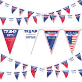 QSUM Trump 2024 Flag, Trump 2024 Save America Again 12pcs Trump Bunting Banner for Garden Party Decorations, Parades, 47th President Election Day Celebration Event