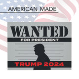 Swift Signs - Trump Wanted for President Yard Sign - MAGA Patriotic Slogan - Presidential Election 2024 Republican Outdoor Decor for Home, Window or Office - Durable Lawn Sign with H-Stake - Weatherproof, Corrugated Plastic 24x18 inches