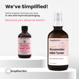 Rose Water Spray for Face & Hair - 100% Natural Organic Face Toner - Alcohol-Free Makeup Remover - Anti-Aging Self Care Beauty Mist - Face Care - Hydrating Rosewater by Simplified Skin (4 oz) - 2 Pack