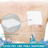 Waterproof Shower Protector Large Cover Shields with Non-Stick Center Pad for PICC Central Line Peritoneal Dialysis Chest Port Feeding Tube PD Catheter Accessories Bandages Women Men 9"x9"(Pack of 25)