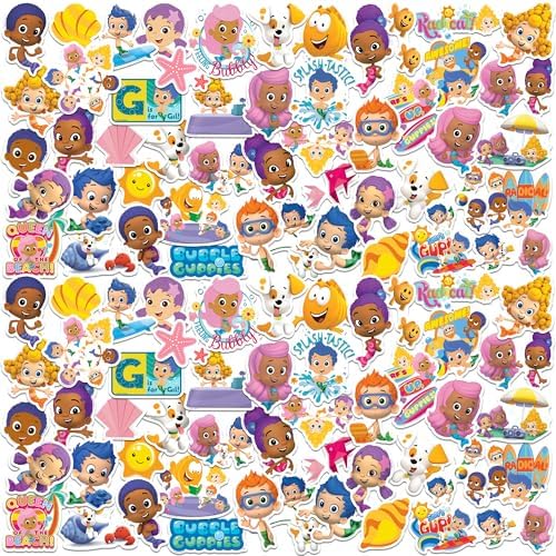 Bubble Guppies Variety 100ct Vinyl Large Deluxe Stickers Variety Pack - Laptop, Water Bottle, Scrapbooking, Tablet, Skateboard, Indoor/Outdoor