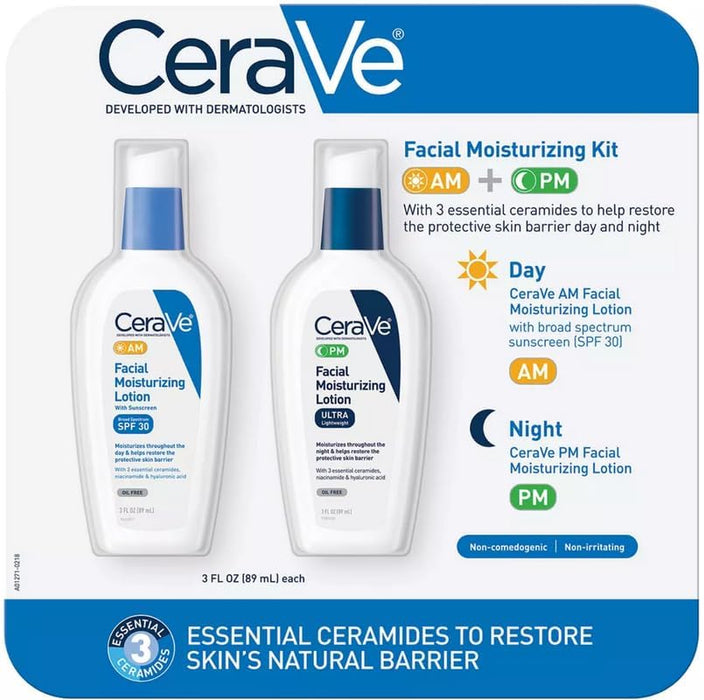 CeraVe Facial Moisturizing Lotion 3oz. AM/PM Bundle