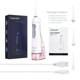 TOVENDOR Electric Water Flosser, Cordless Dental Oral Irrigator - 3 Modes, 3 Tips for Family Hygiene (300ML, Waterproof Waterflosser)