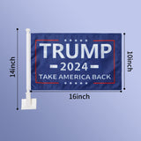 2 Pack Car Flags,Car Flag Donald Trump 2024 Take America Back Flag Outdoor and Car Flag Pole, Car Logo Window Clip Can be Clipped to Most Windows 14 inch Flag Pole and 16 x 10 inch Double Sided Flag