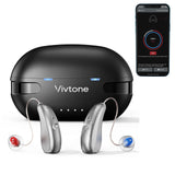 Vivtone Xpure Bluetooth Hearing Aids with Phone Call & Music Streaming Function, Rechargeable OTC Hearing Aids for Seniors Adults, Receiver-in-Canal Digital Devices with Noise Cancelling, Silver