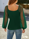 DOROSE Womens Mesh Long Sleeve Shirts Casual Blouses Tops Christmas Dark Green M