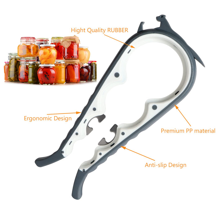 Latest Jar Opener Bottle Opener for Weak Hands, 6 in 1 Multi Function Can Opener Bottle Opener Kit with Silicone Handle Easy to Use for Children, Elderly and Arthritis Sufferers(JAR-White3.0)