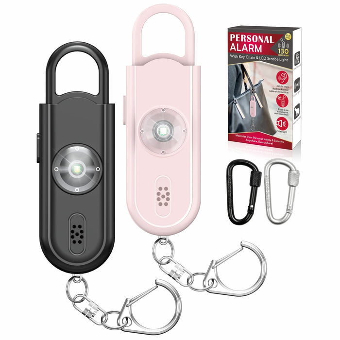 Safe Sound Personal Alarm, 2 Pack 130 dB Loud Siren Song Emergency Security Alarm Keychain with Strobe LED Light, Personal Sound Safety Siren for Women, Men, Children, Elderly