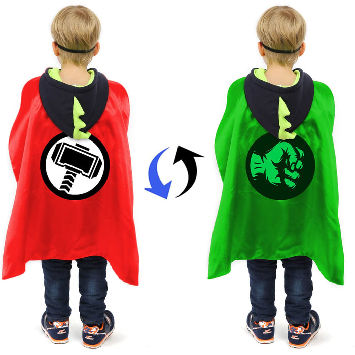 VOSOE Superhero Capes and Masks Double Side Dress up Costumes Christmas Cosplay Festival Birthday Party Favors for Kids (Double 4 sets)