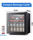 Joy Pebble Beverage Refrigerator Cooler 1.3 Cu.Ft, 12 Bottle 55 Can - Mini Fridge with Glass Door for Beer Drinks Wines,Freestanding beverage fridge with Adjustable Shelving