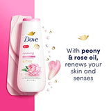 Dove Body Wash Renewing Peony and Rose Oil 4 Count for Renewed, Healthy-Looking Skin Gentle Skin Cleanser with 24hr Renewing MicroMoisture 20 oz