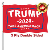 Trump 2024 Flags 3x5 Outdoor Made in USA Double Sided 3 Ply Take America Back Heavy Duty President Trump Flags 2024 Banner for Outside with 2 Brass Grommets Fade Resistant for Indoor Outdoor Decorations